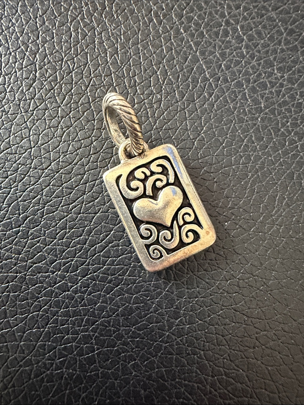Sterling Silver Heart Scroll Pendant Charm - Silver